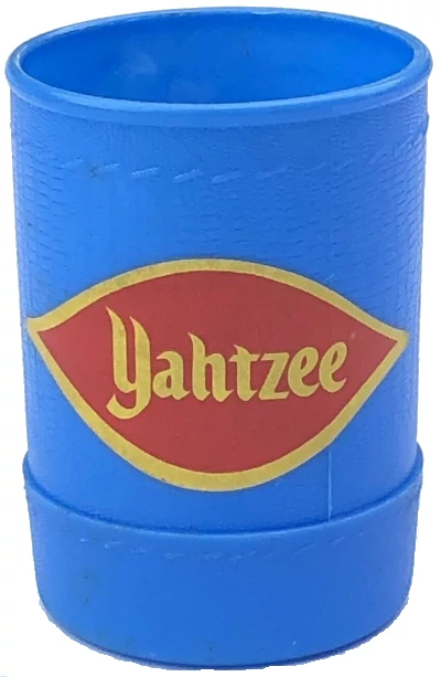 A 1975 Yahtzee dice shaker