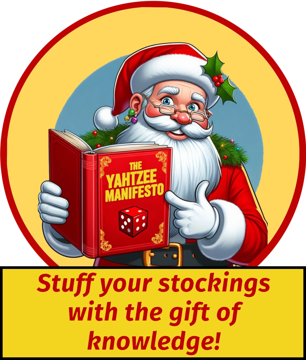Santa Claus reading The Yahtzee Manifesto