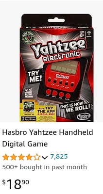 Yahtzee electronic handheld game