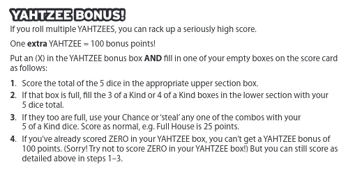 Yahtzee Bonus Rules, 2012