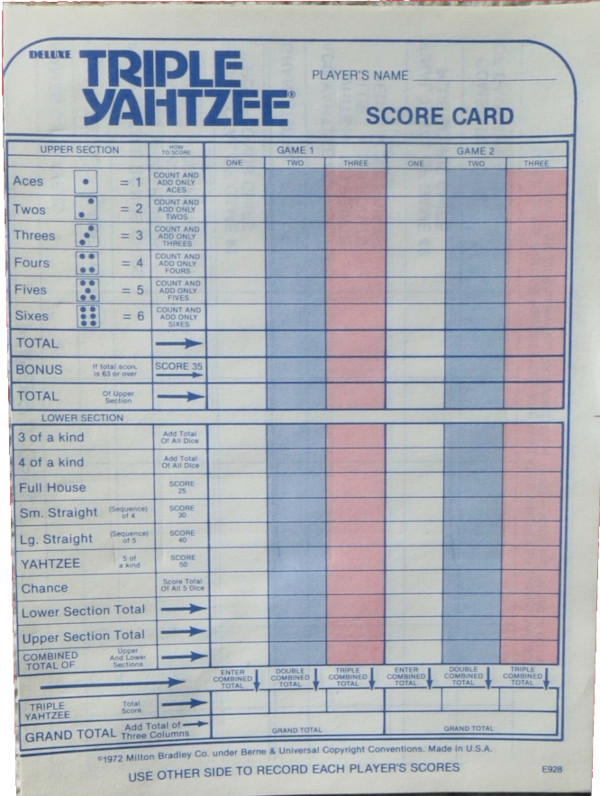 yahtzee scorecards download and print new score sheets